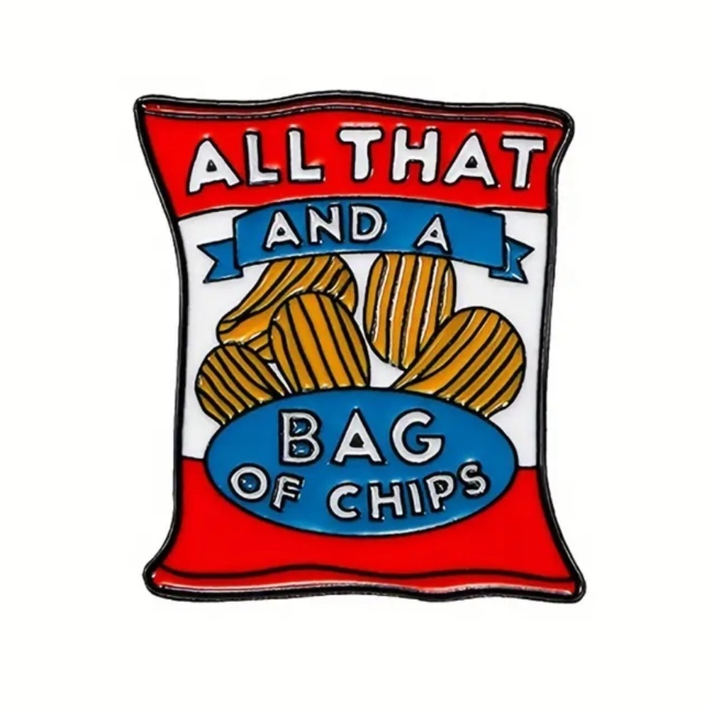 3/$25 “All That And A Bag Of Chips” Unisex Retro ‘90s Pin Chip Bag Ruffles Lays